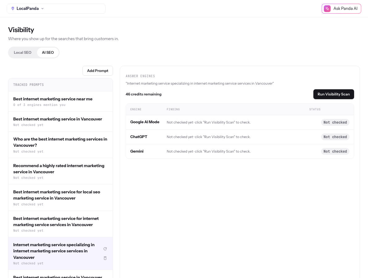 AI SEO visibility across ChatGPT, Google AI Mode, and Gemini